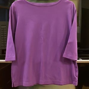 L.L.Bean 3/4 Sleeve Tee Boat Neck Soft 100% Cotton- size M